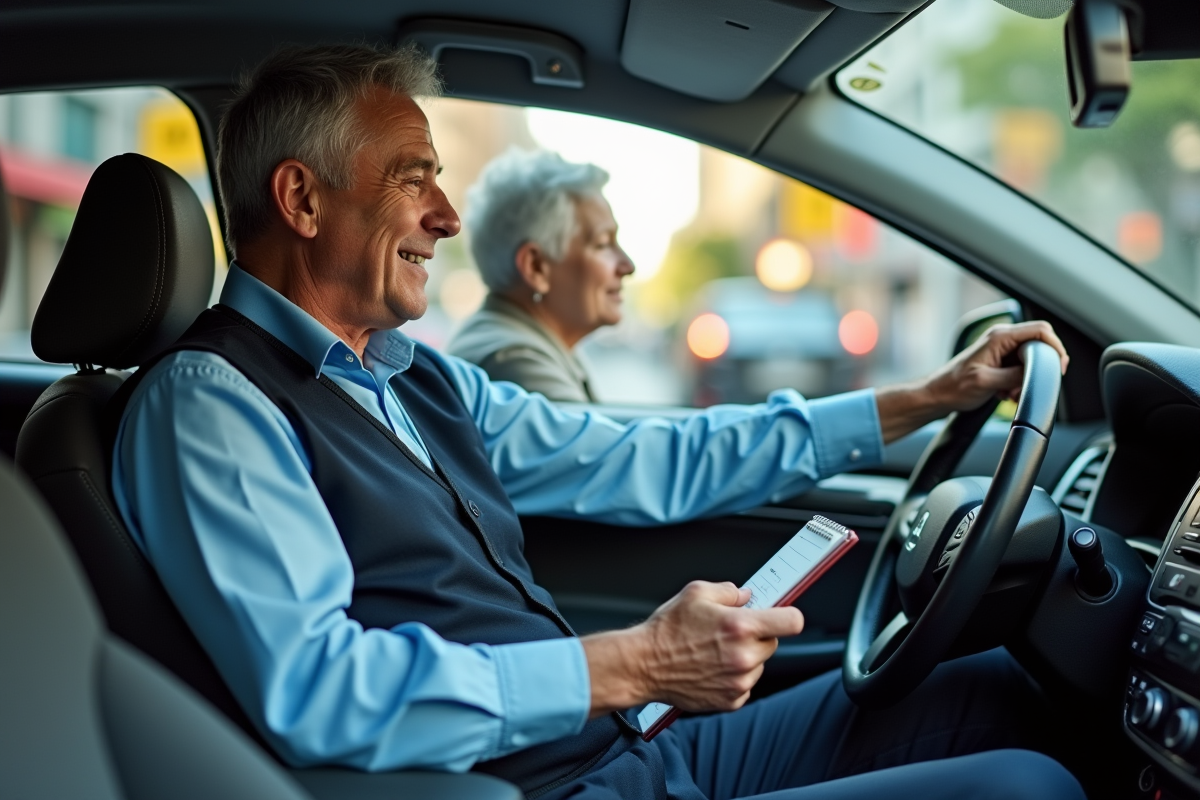 Taxi homme conducteur dans une ville dynamique