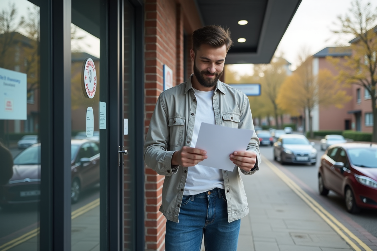Jeune homme tenant un formulaire de stage de points à l